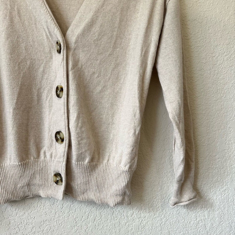 MADEWELL (Re)sourced Cashmere Carlyn V-Neck Cardigan Sweater Cream - Picture 4 of 9